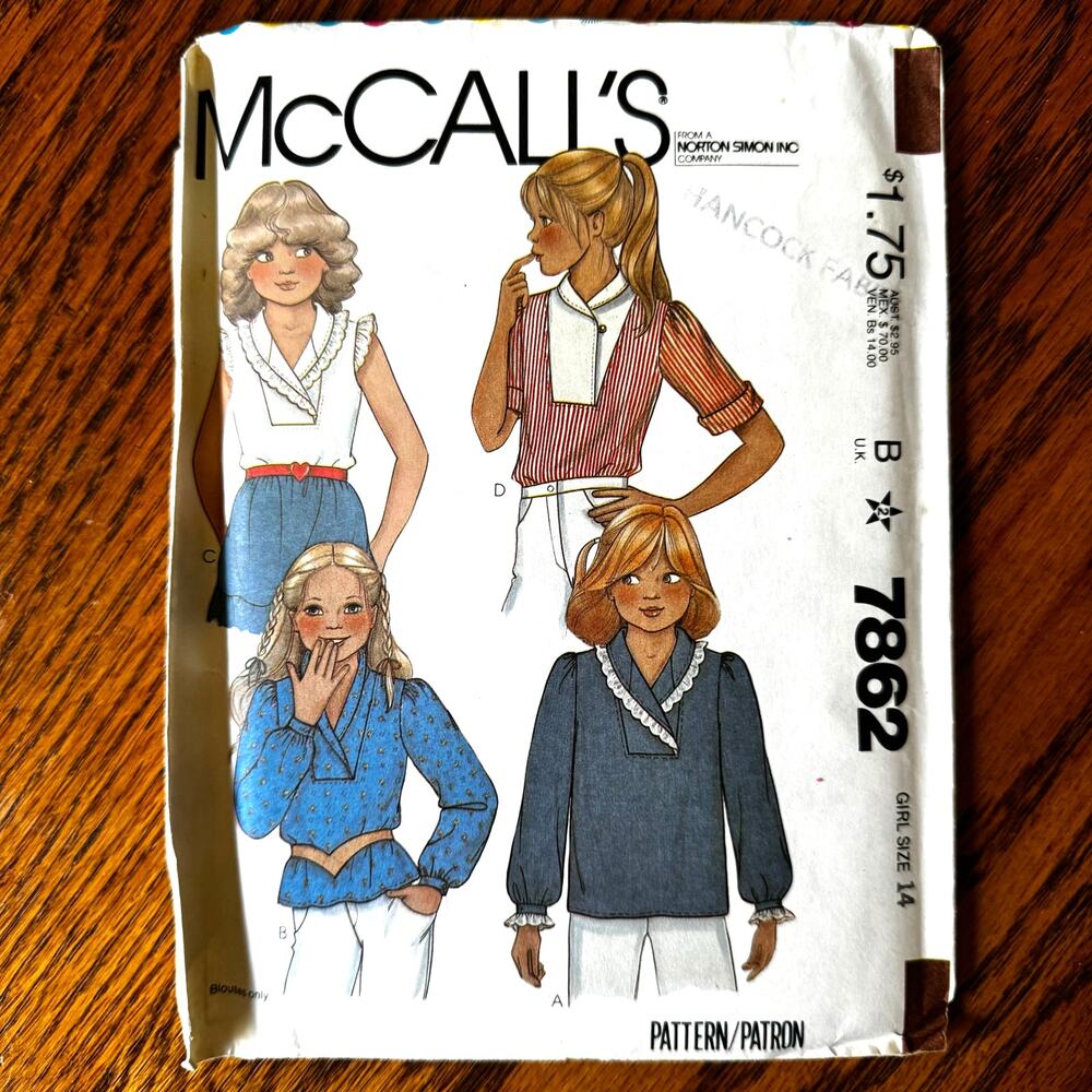 UNCUT Vintage 1980s McCalls 7862 Sewing Pattern Womens Size S Set of Lace Tops